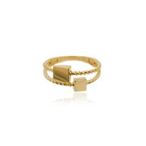 14k Gold Rope With Square Ring