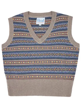 1940s Vintage Walter Fair Isle Tank Top in Tawny Grey