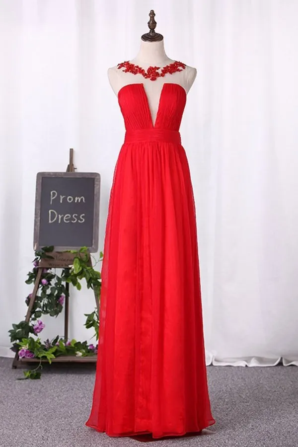 2024 Prom Dresses A Line Scoop Chiffon With Ruffles PM4A7FDY