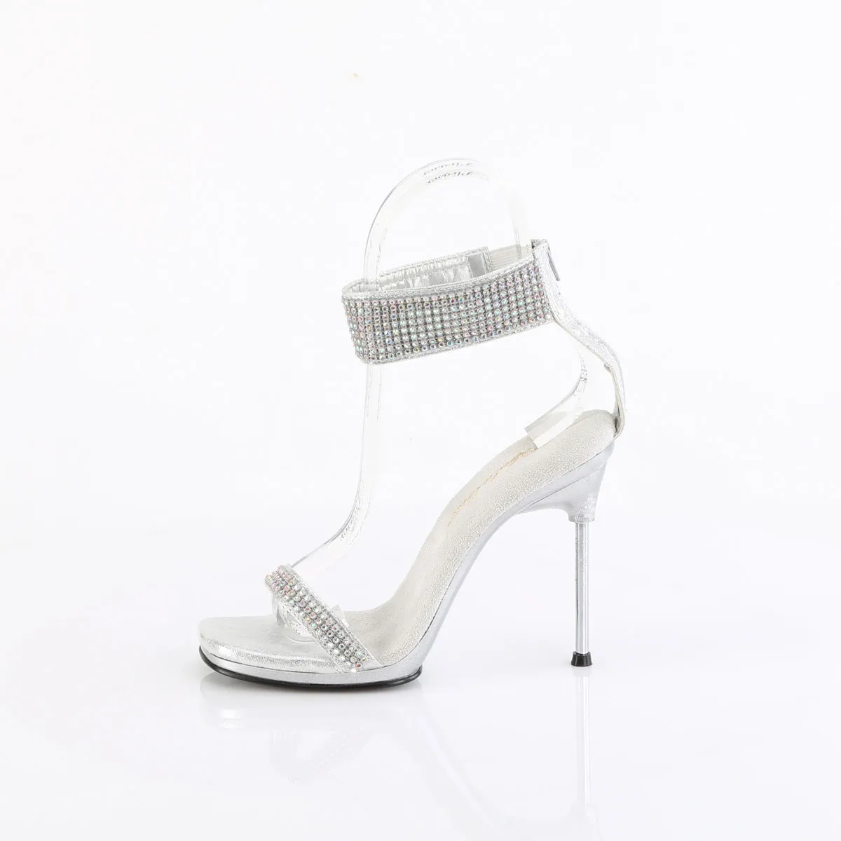 4 Inch Heel CHIC-40 Silver Rhinestone