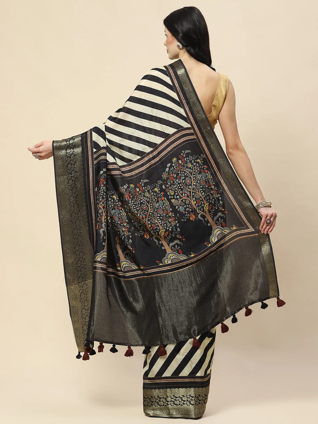 Abstract Print Handloom Saree