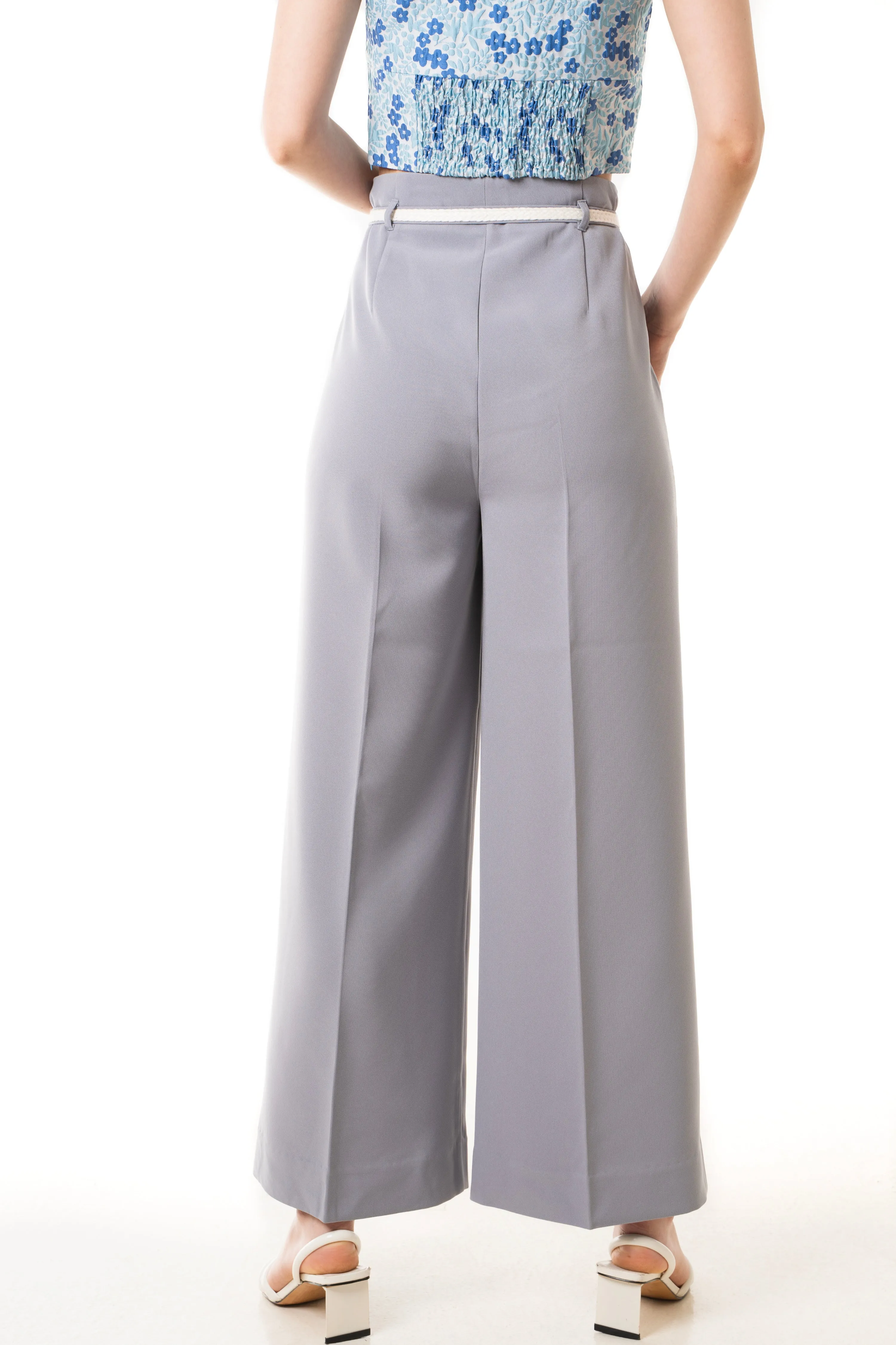 Adelle Belted Paper Bag Waist Palazzo Pants