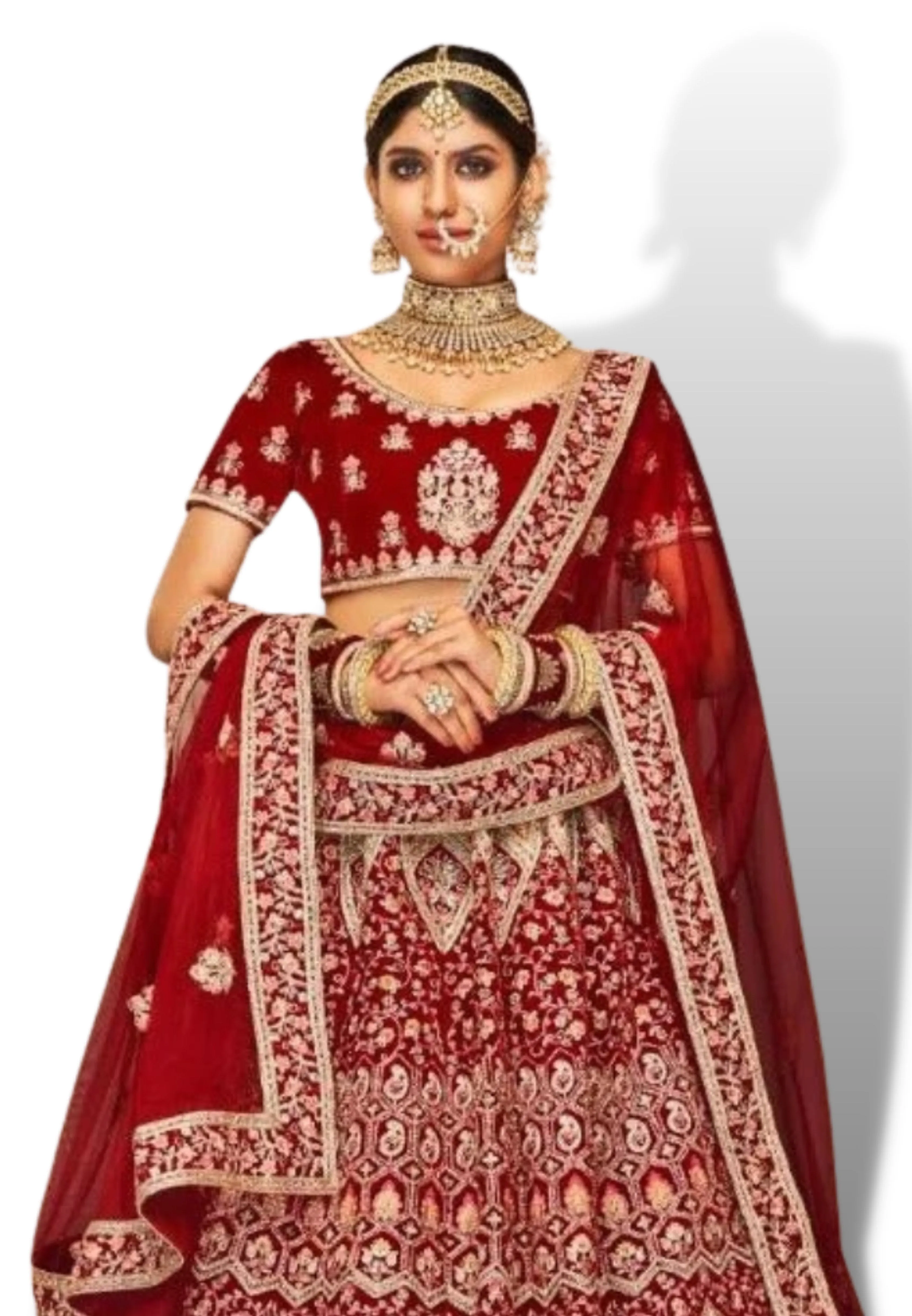 Adoring Wedding Wear Stunning Maroon Bridal Lehenga - Rent