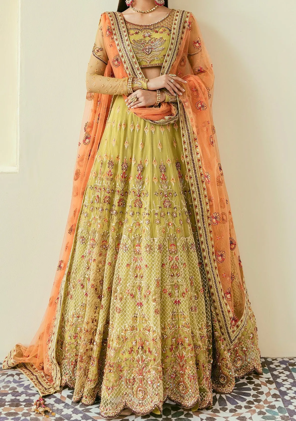 Akbar Aslam Makira Pakistani Net Lehenga Choli