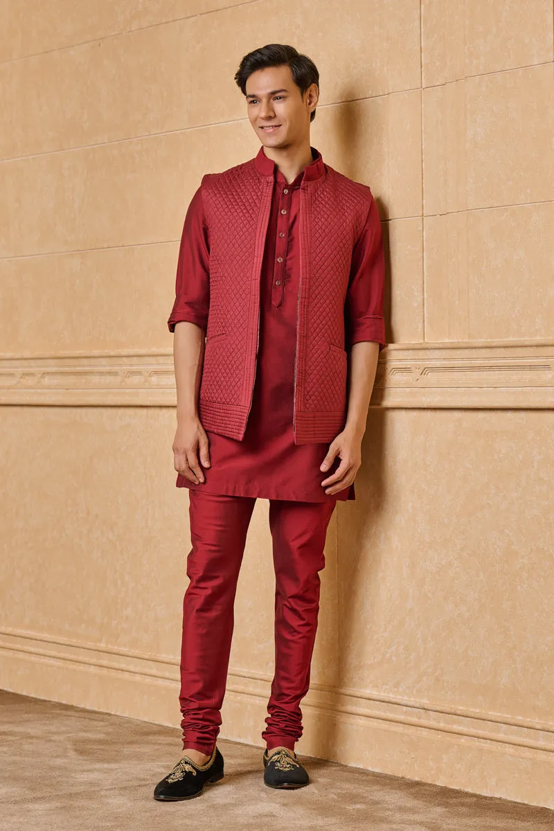 All Over Quilted Kurta Bundi Set