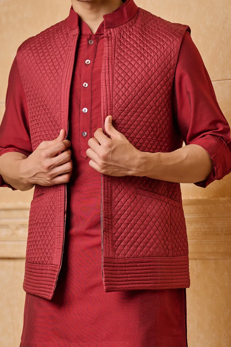 All Over Quilted Kurta Bundi Set