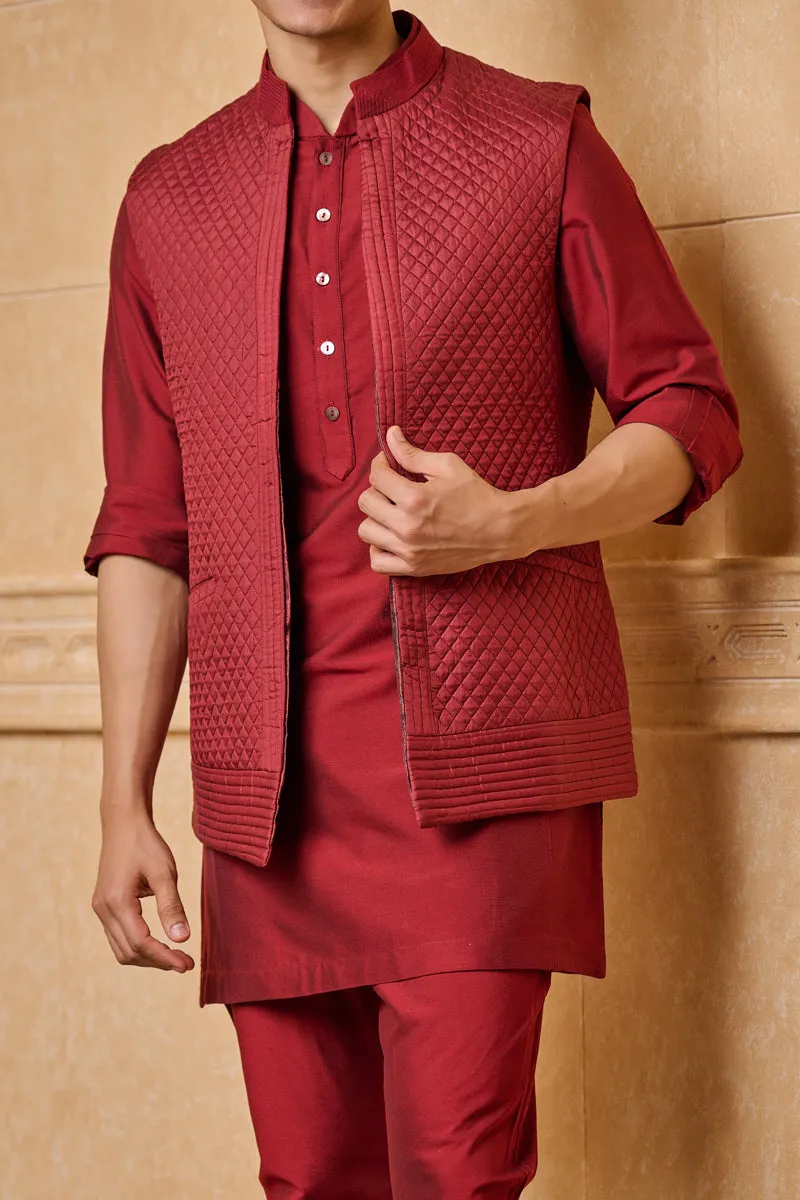 All Over Quilted Kurta Bundi Set