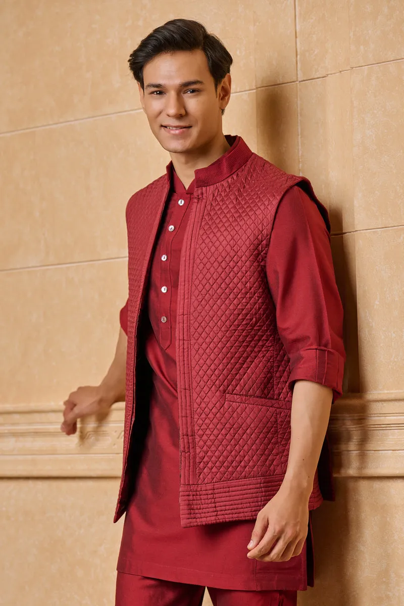 All Over Quilted Kurta Bundi Set