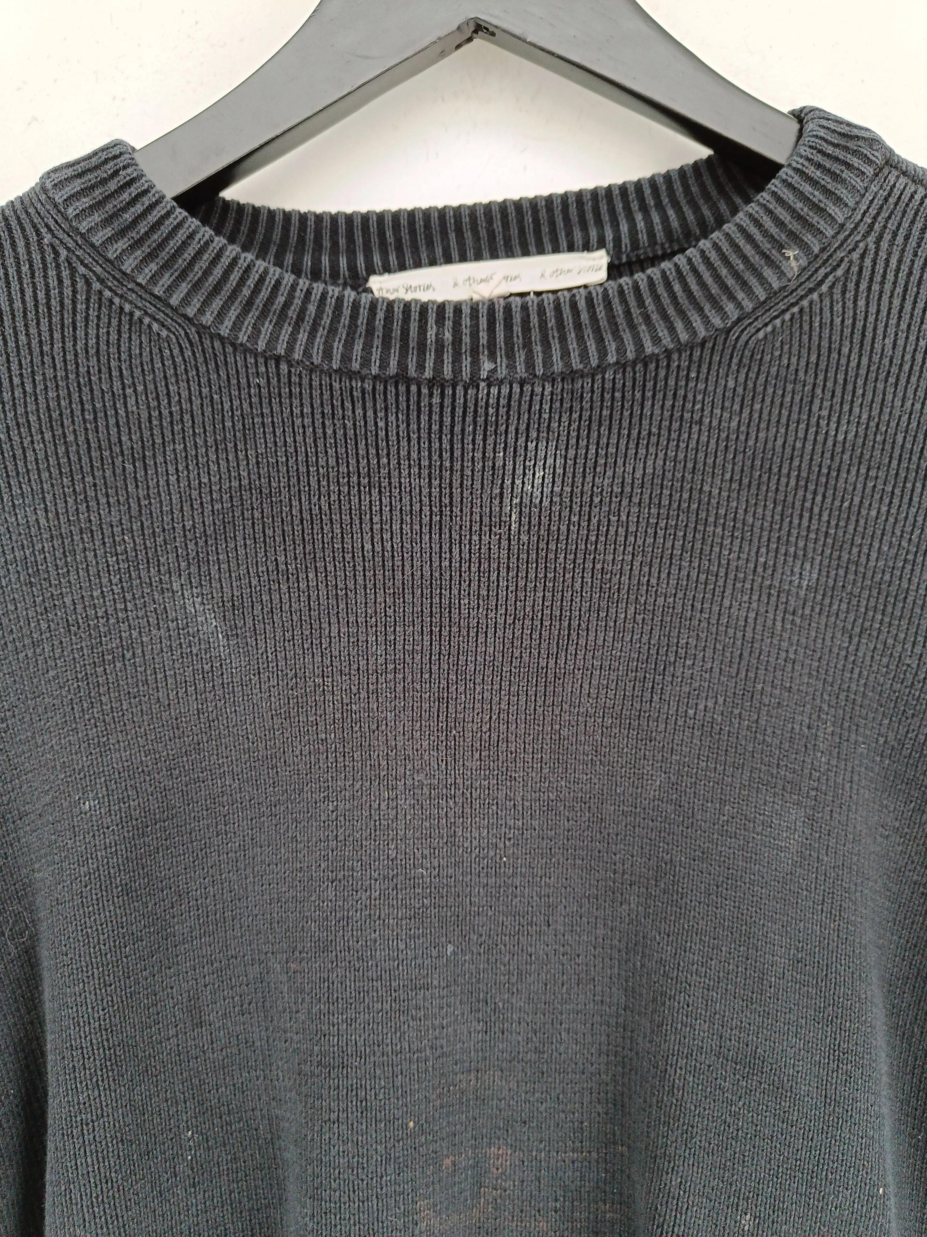 & Other Stories Men's Jumper M Black 100% Cotton