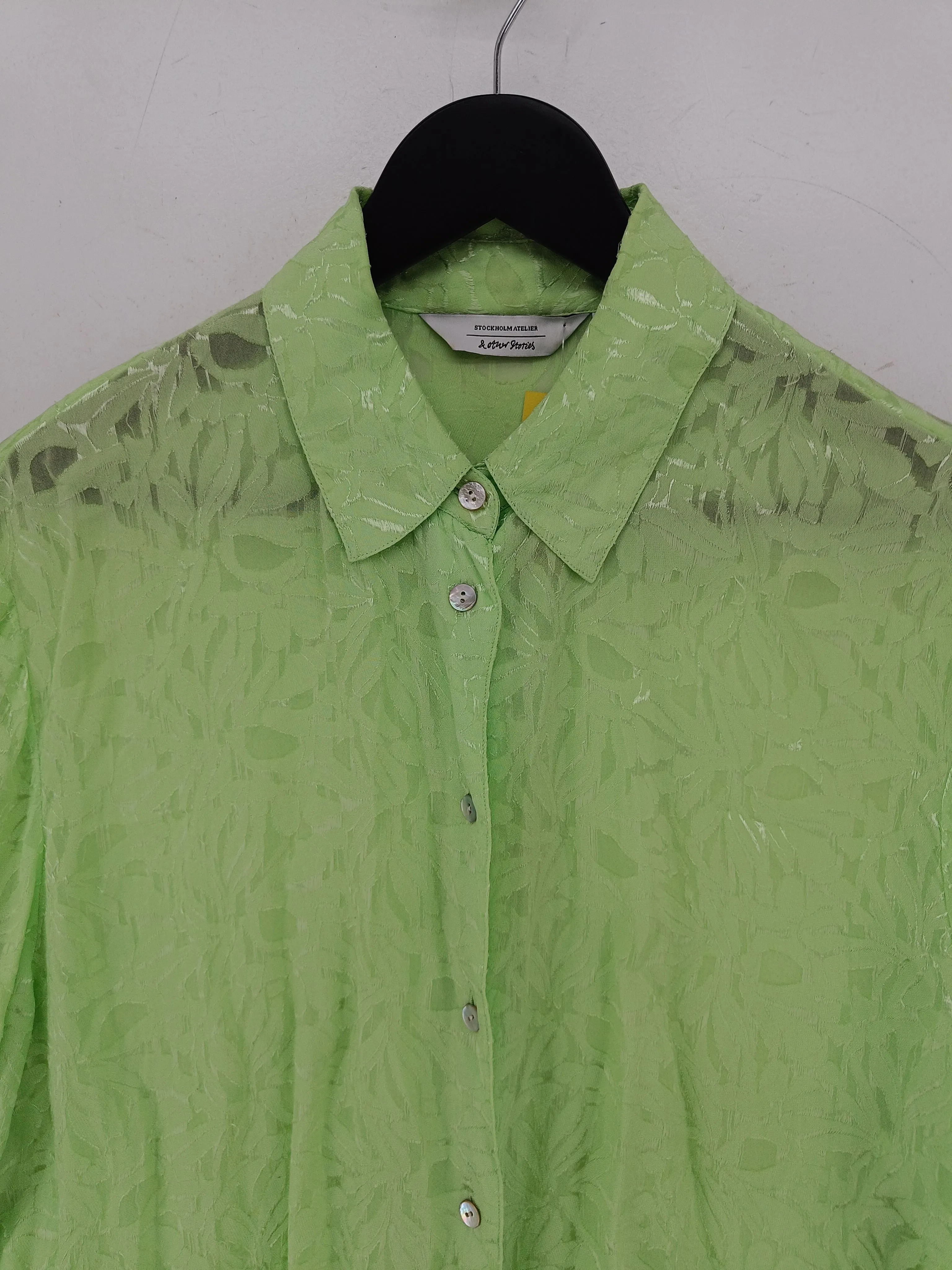 & Other Stories Women's Blouse UK 8 Green 100% Viscose