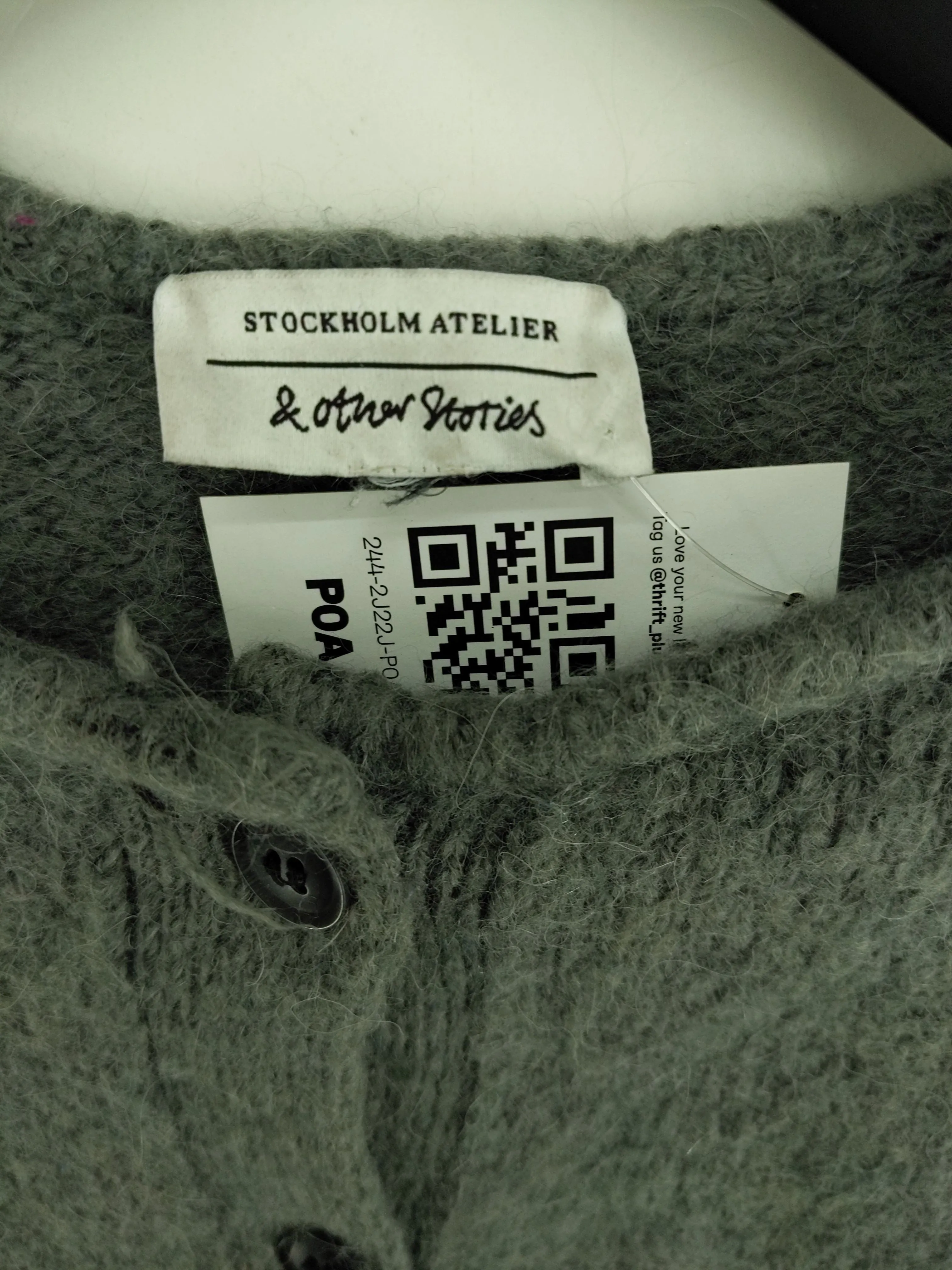 & Other Stories Women's Cardigan M Grey Other with Polyamide, Wool