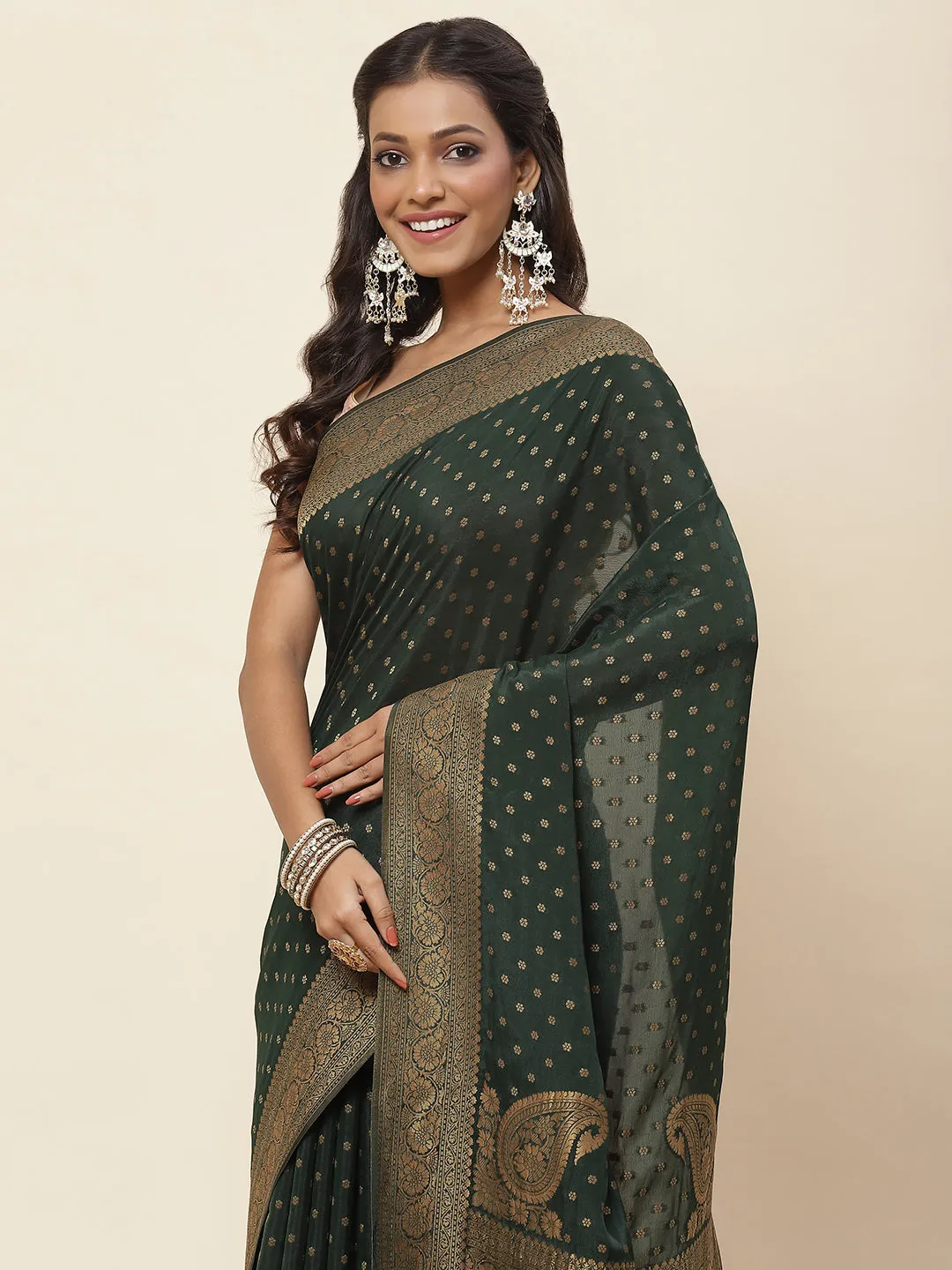 Antique Booti Woven Crepe Saree