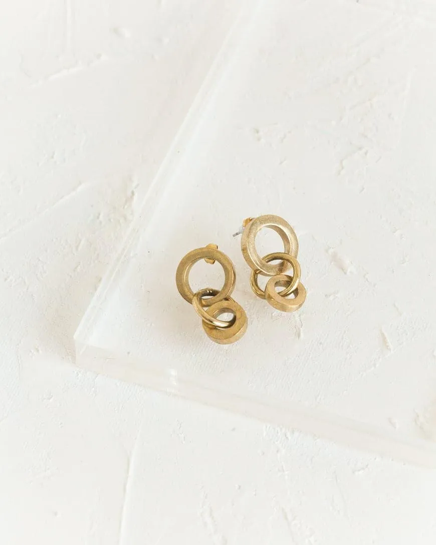 Artisan Link Brass Earrings