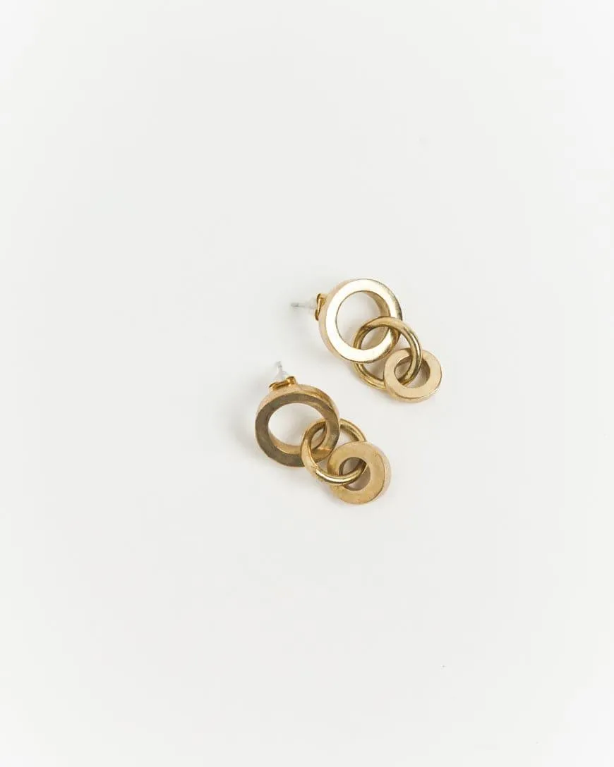 Artisan Link Brass Earrings