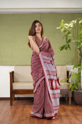 Bagh Hand Block Printed Cotton Saree