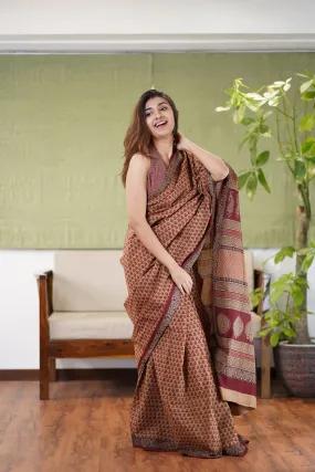 Bagh Hand Block Printed Cotton Saree