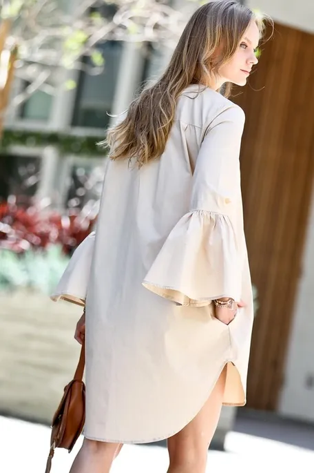 Bell Sleeve Button Down Top