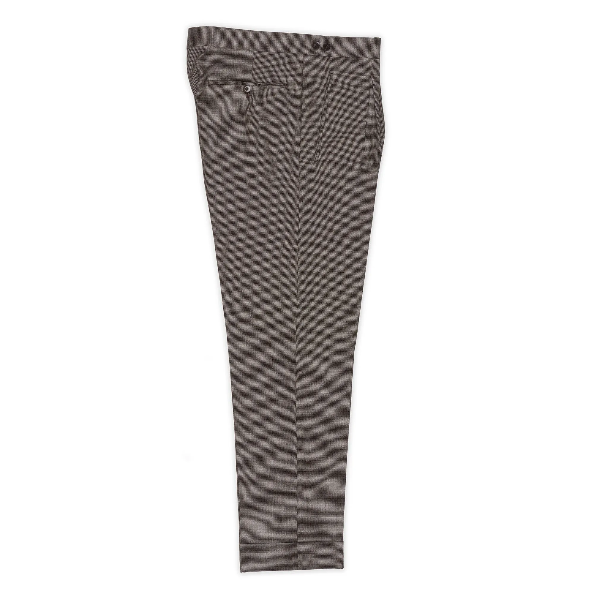 BESPOKE ATHENS Handmade Gray Wool Single Inward Pleated Pants 52 NEW US 36