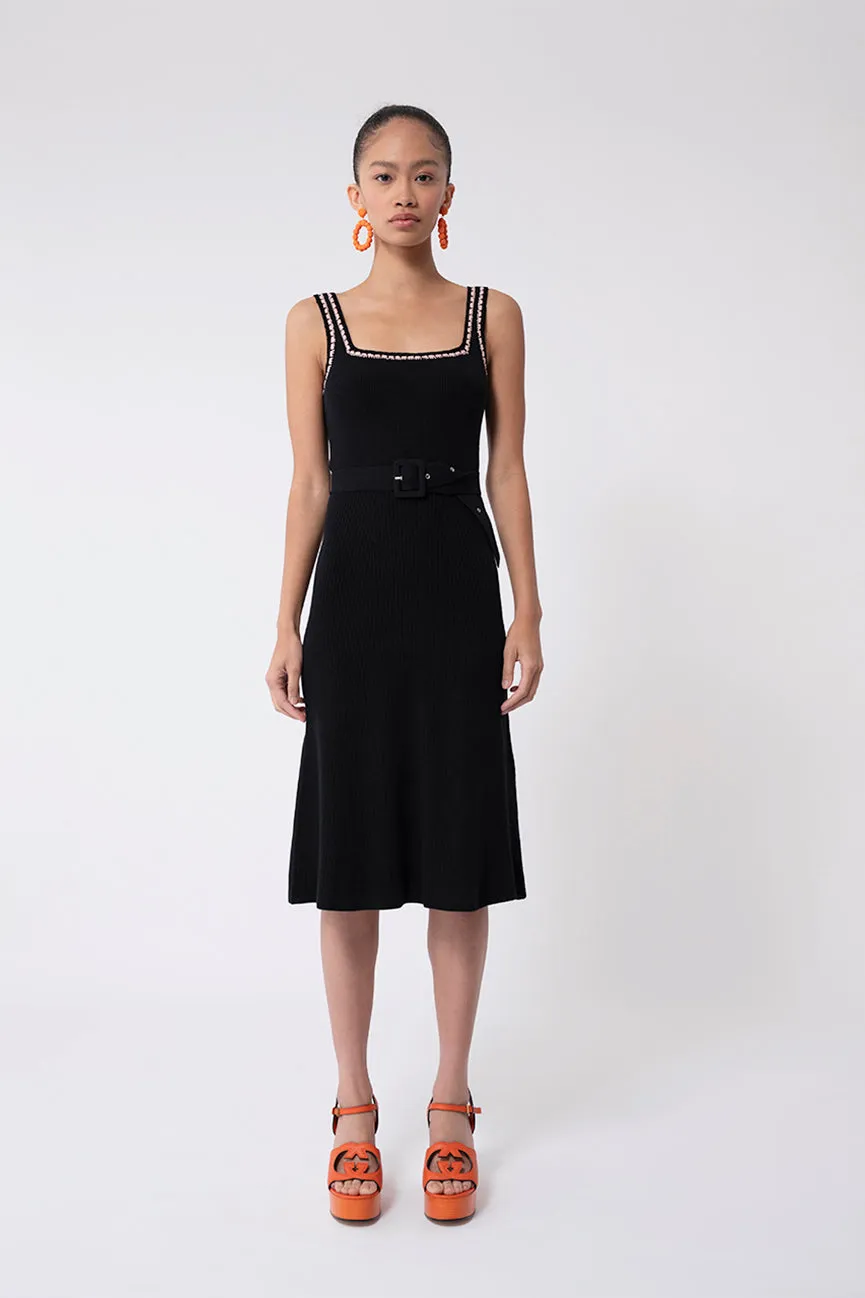 Black Gloss Midi Tank Dress