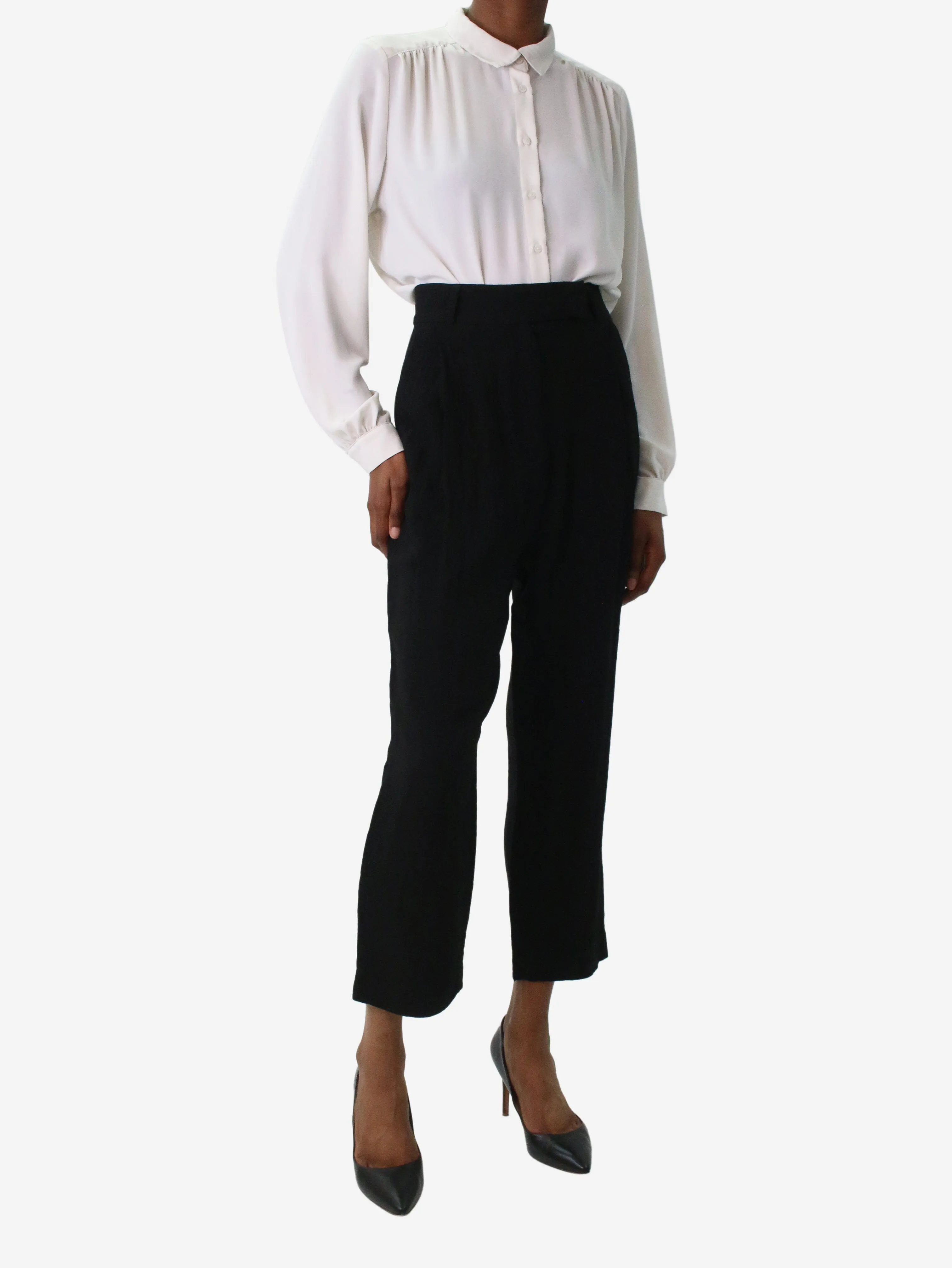 Black pleated crepe trousers - size FR 34