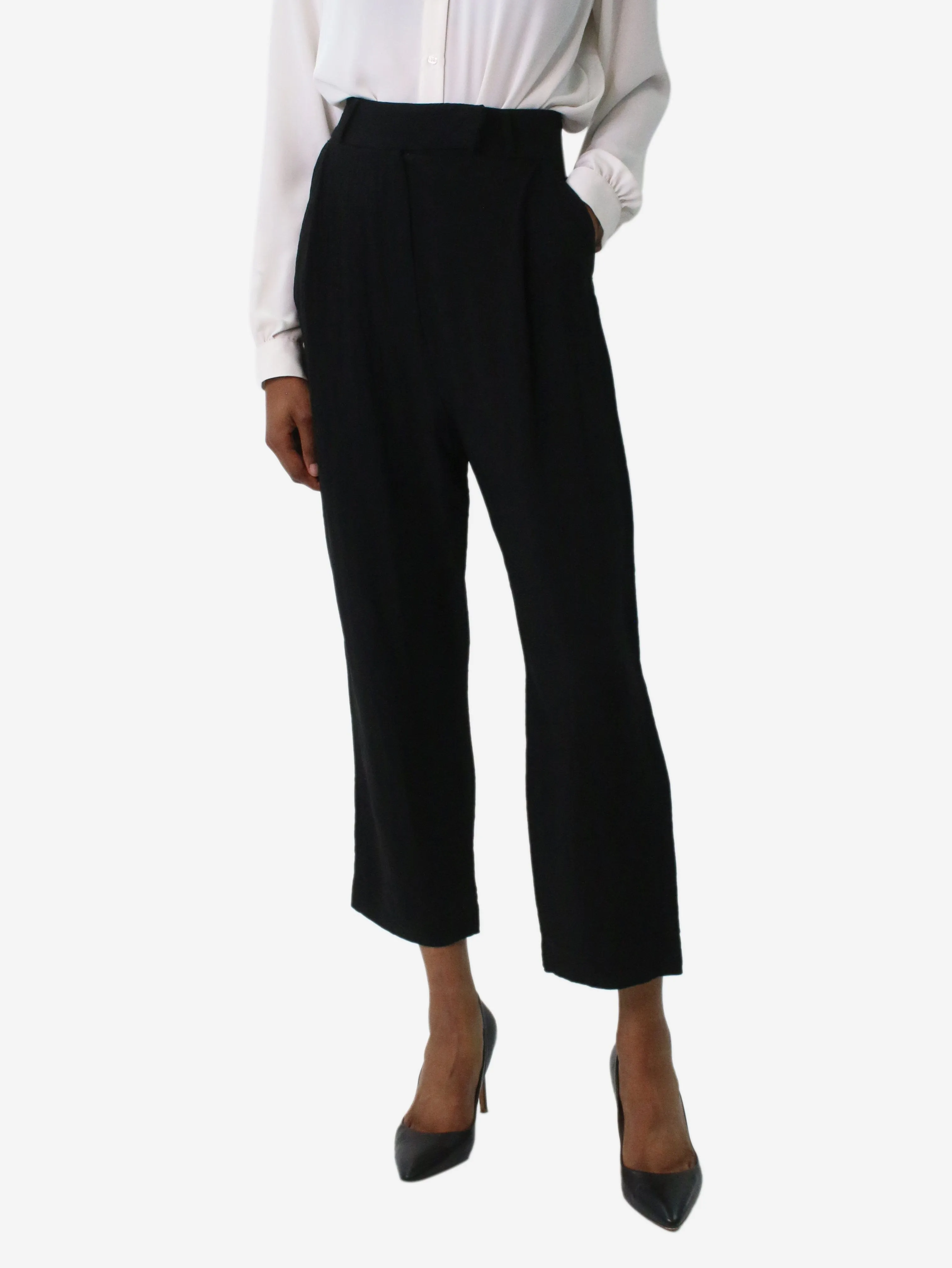 Black pleated crepe trousers - size FR 34