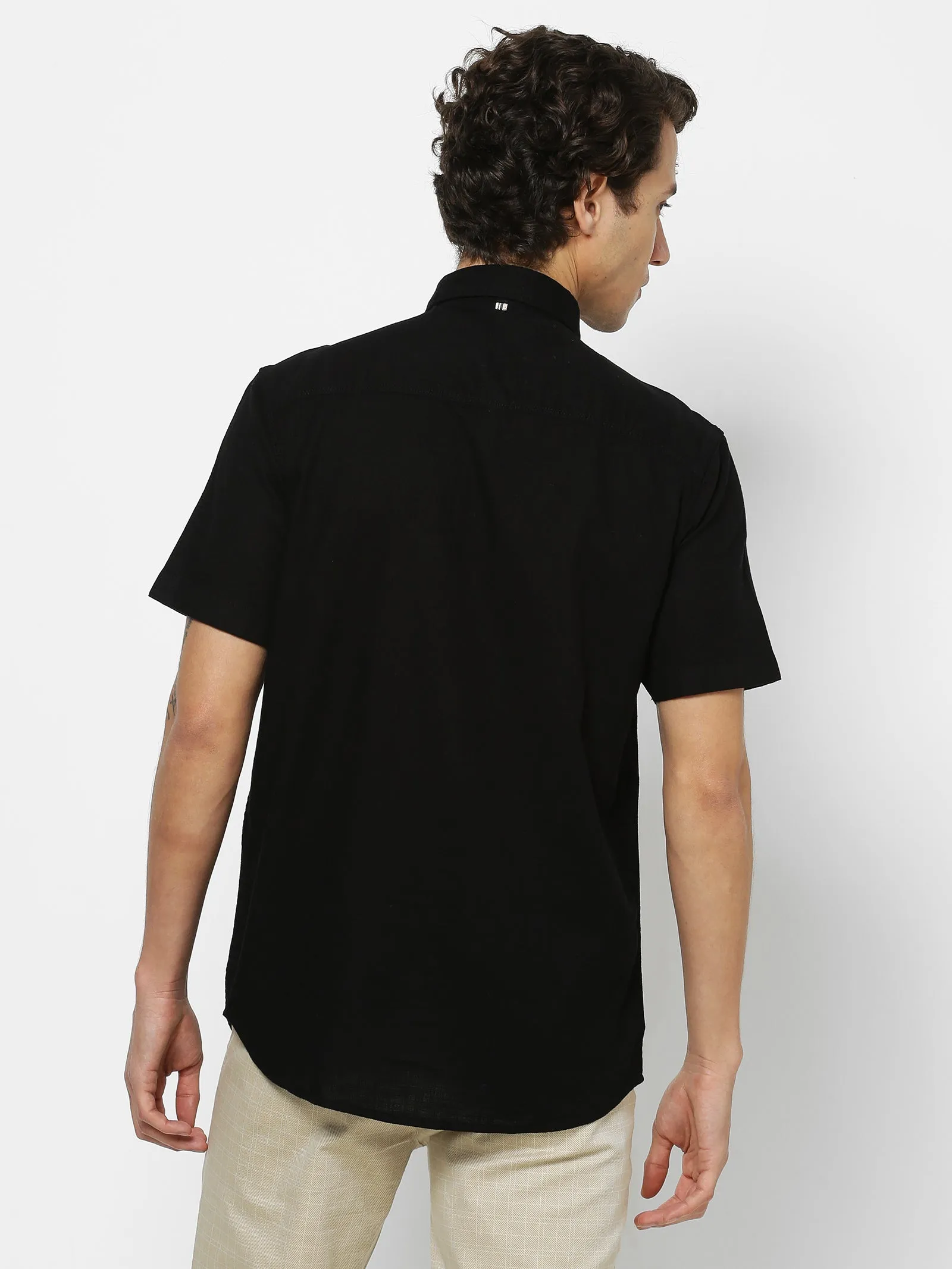 Black Solid Casual Shirt