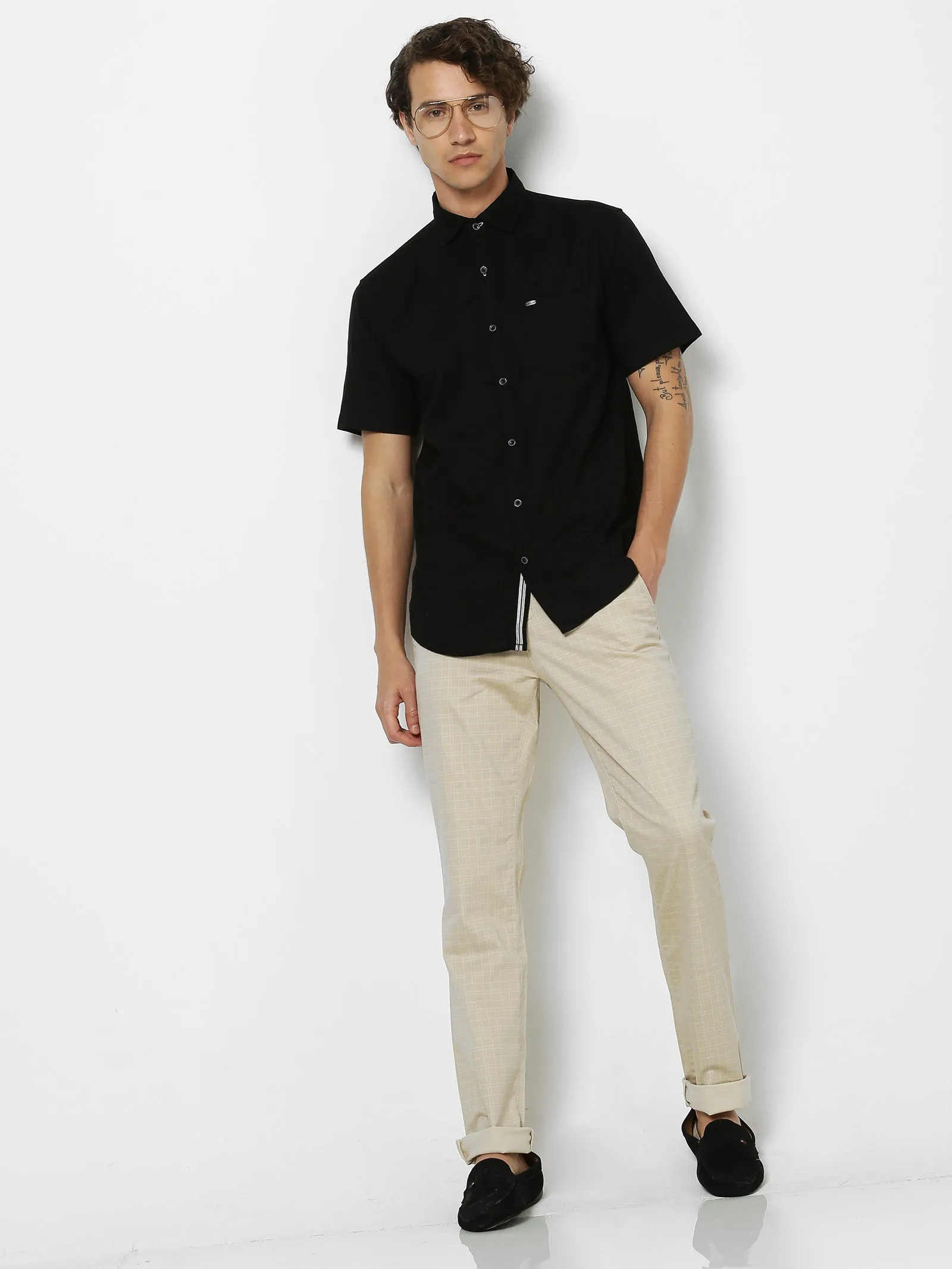 Black Solid Casual Shirt