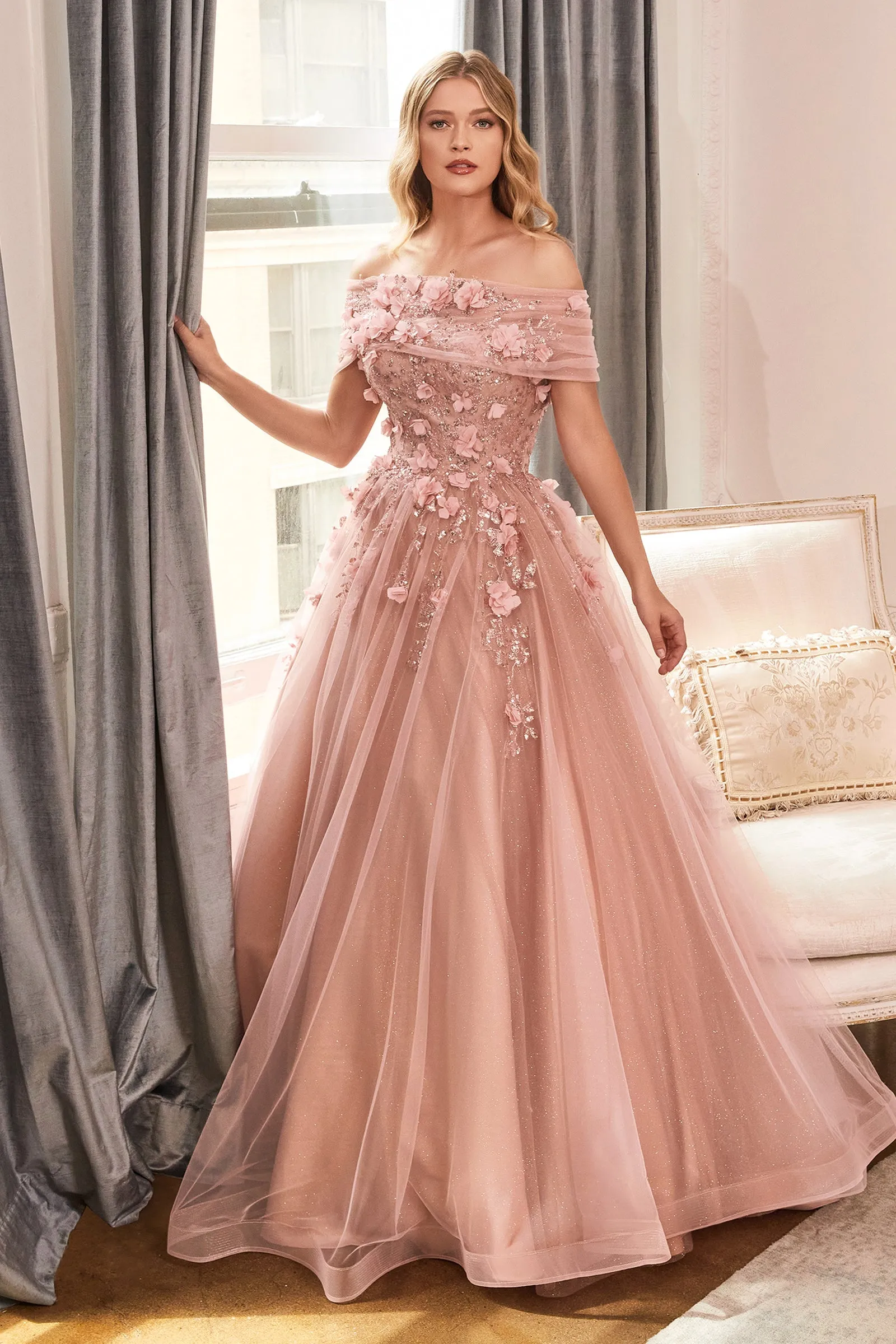 Bliss | Strapless Glitter Layered Tulle Ball Gown | LaDivine CD955