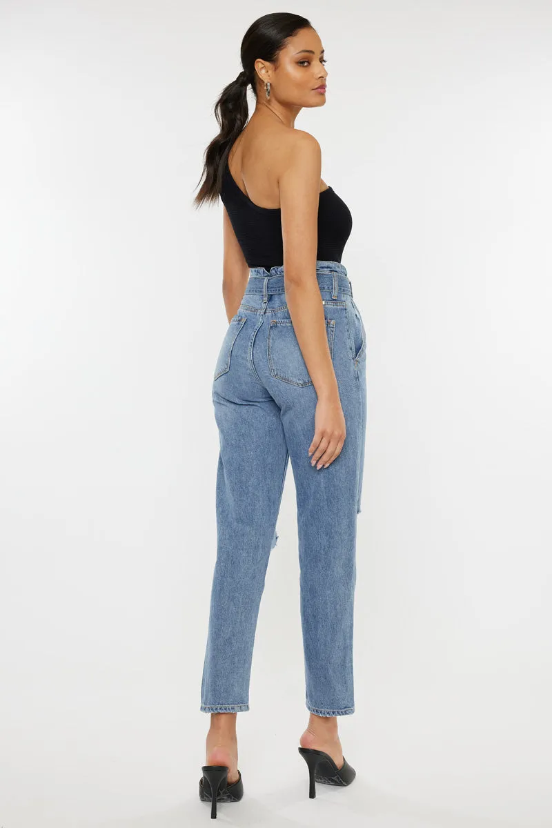 Blossom Ultra High Rise Belted Mom Jeans