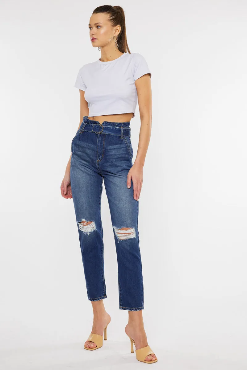 Blossom Ultra High Rise Belted Mom Jeans