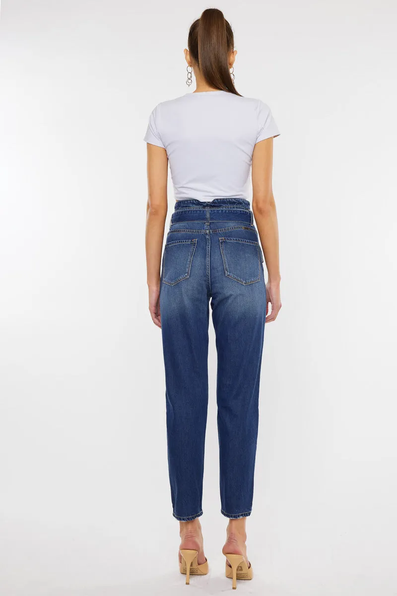 Blossom Ultra High Rise Belted Mom Jeans