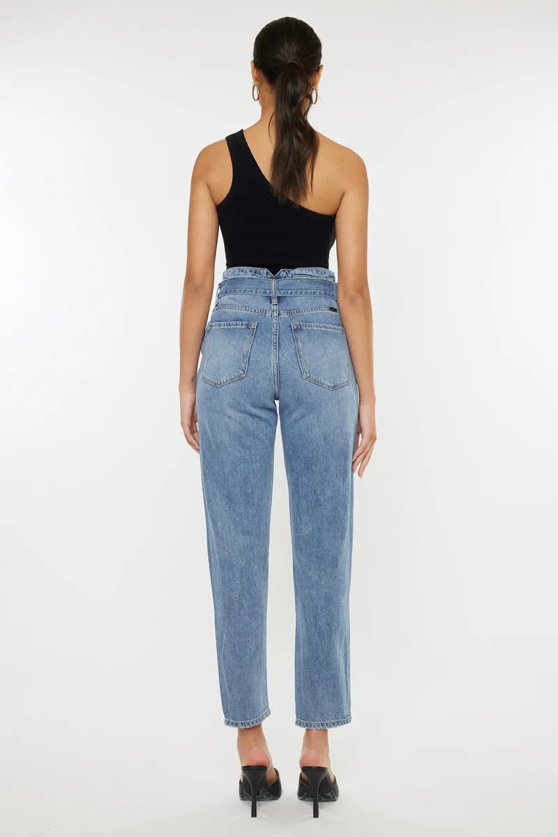 Blossom Ultra High Rise Belted Mom Jeans