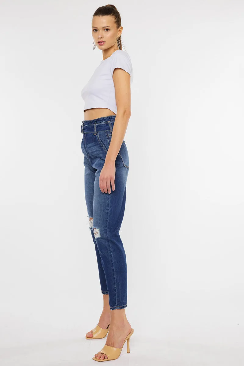 Blossom Ultra High Rise Belted Mom Jeans