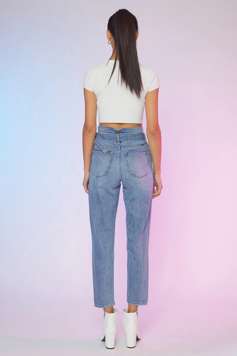 Blossom Ultra High Rise Belted Mom Jeans