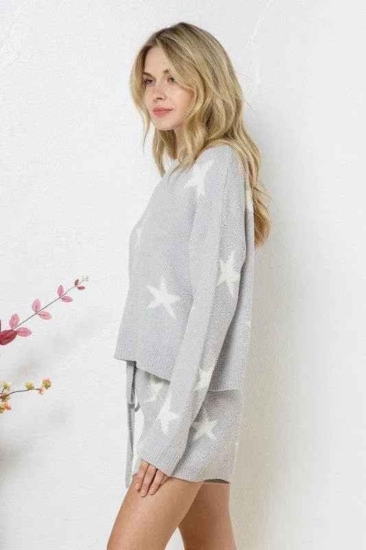 Blue B Soft Long Sleeve Star Print Top and Short Set