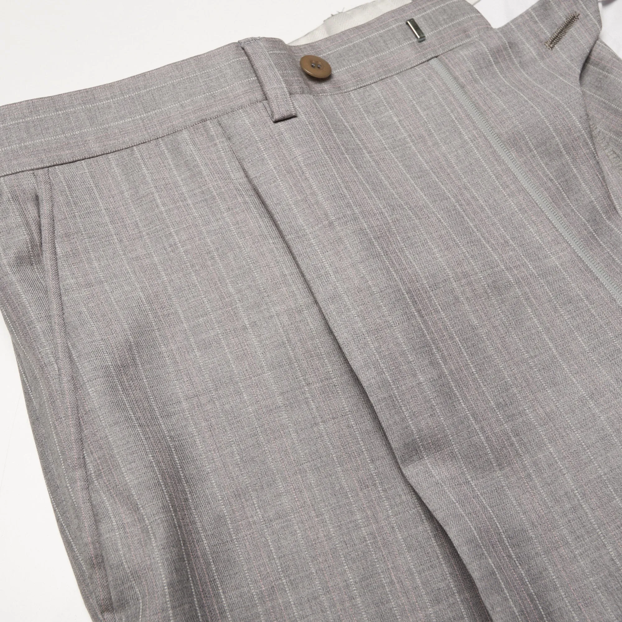 BRIONI "CHIGI" Handmade Gray Striped Wool Suit EU 52 NEW US 42