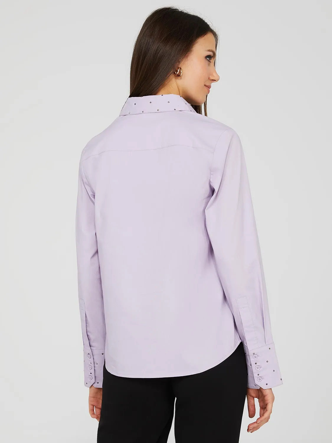 Button-Front Blouse With Stud Details