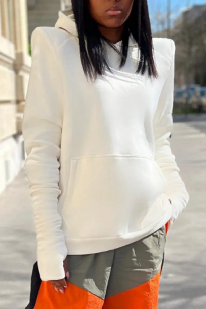 Casual Basic Hooded Collar Tops