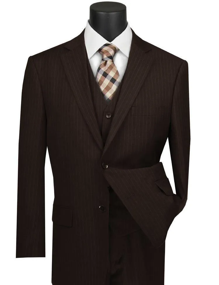 Classic Fit Tone on Tone Pinstripe Suit Color Brown