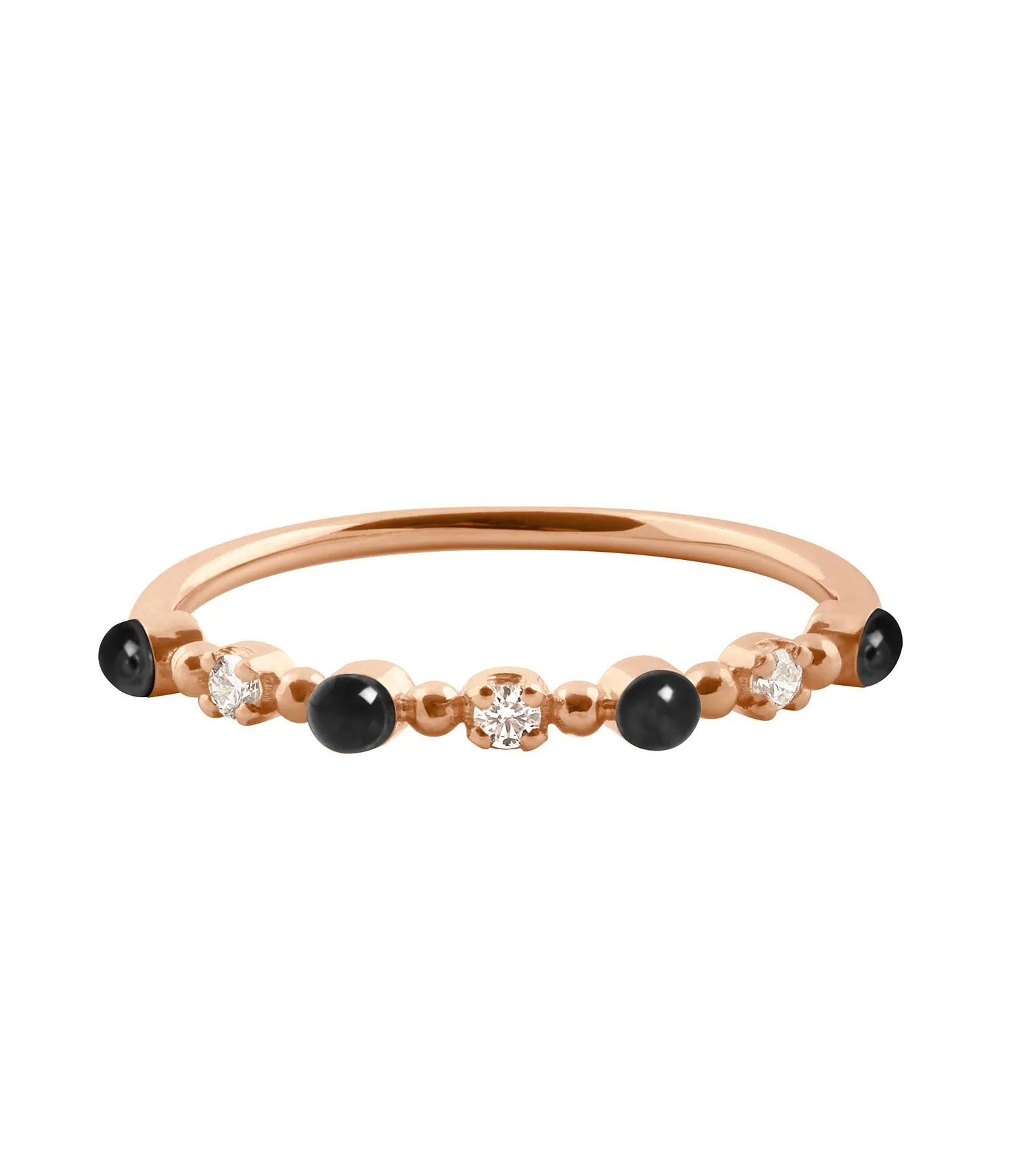 Classic Gigi 3 Diamond Black Ring, Rose Gold, Size 5.75