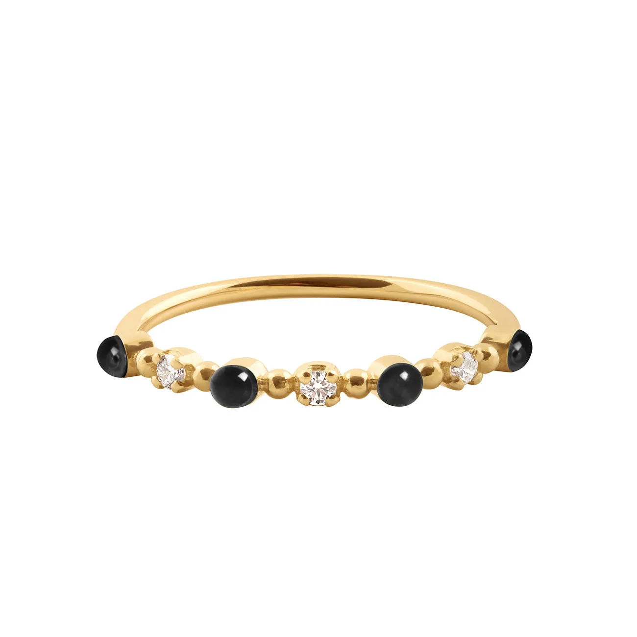 Classic Gigi 3 Diamond Black Ring, Yellow Gold, Size 5.25