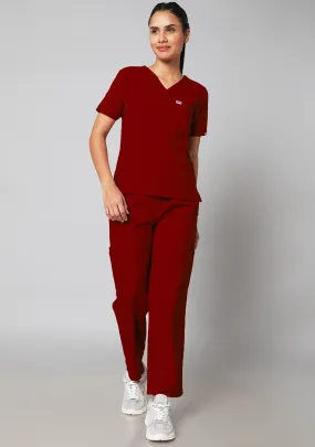 Classic Women's 10 Pocket (Maroon) Scrub