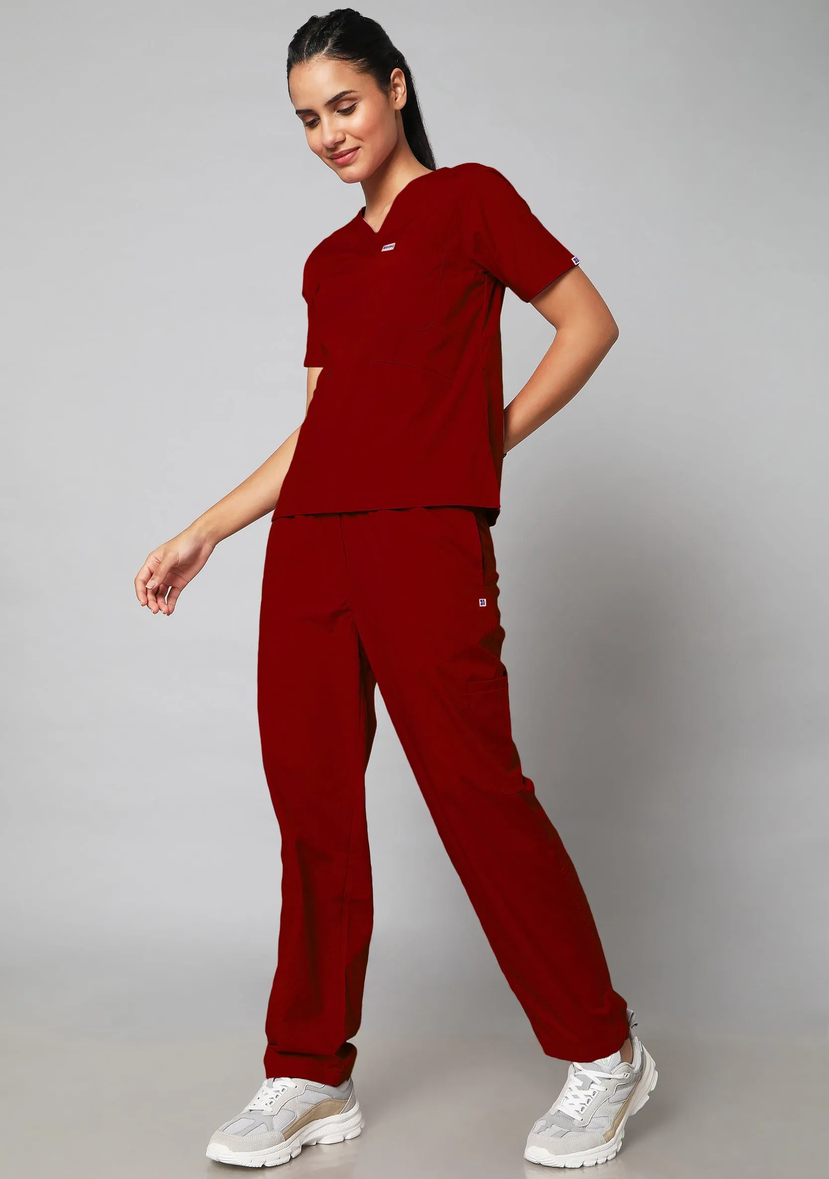 Classic Women's 10 Pocket (Maroon) Scrub