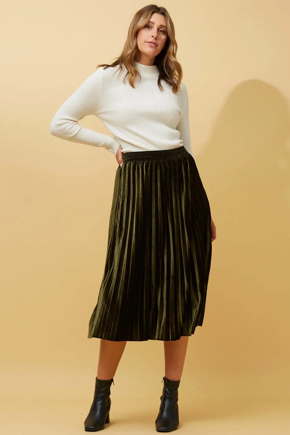 CORY PLEATED MIDI SKIRT