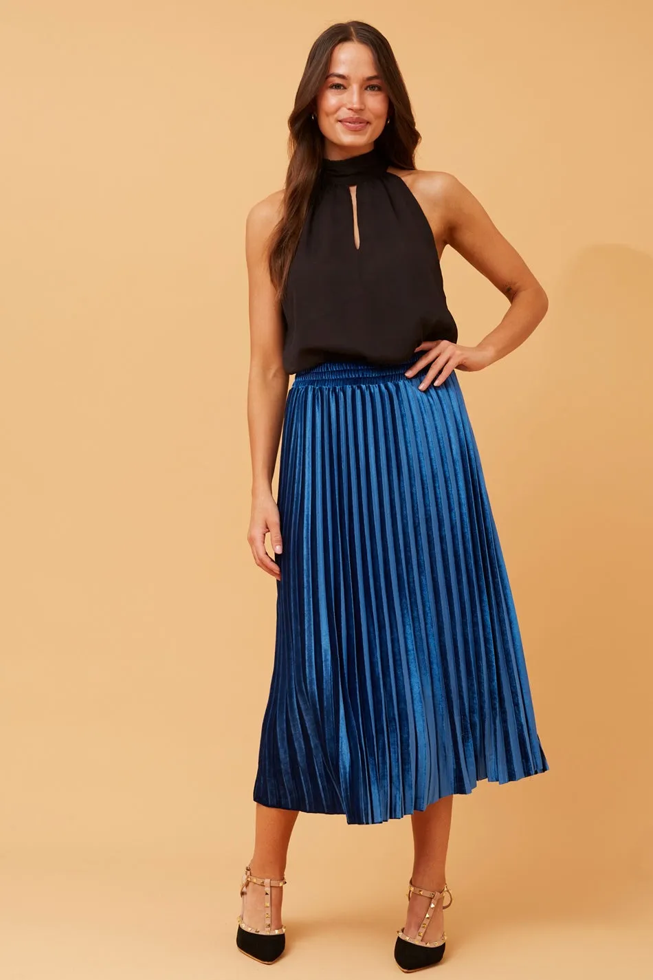 CORY PLEATED MIDI SKIRT