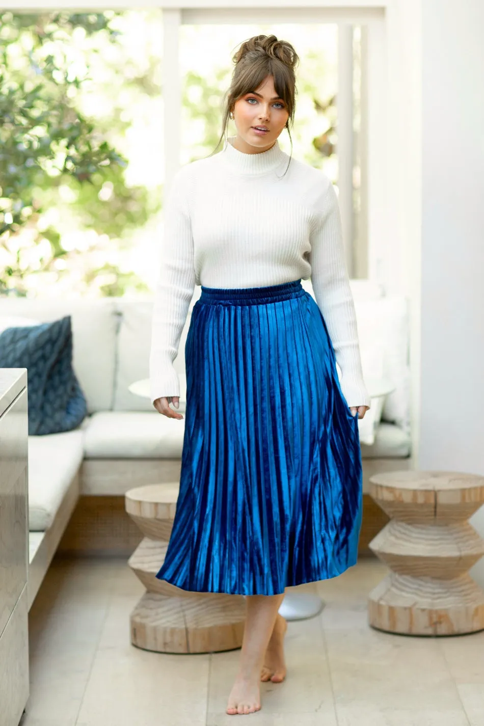 CORY PLEATED MIDI SKIRT