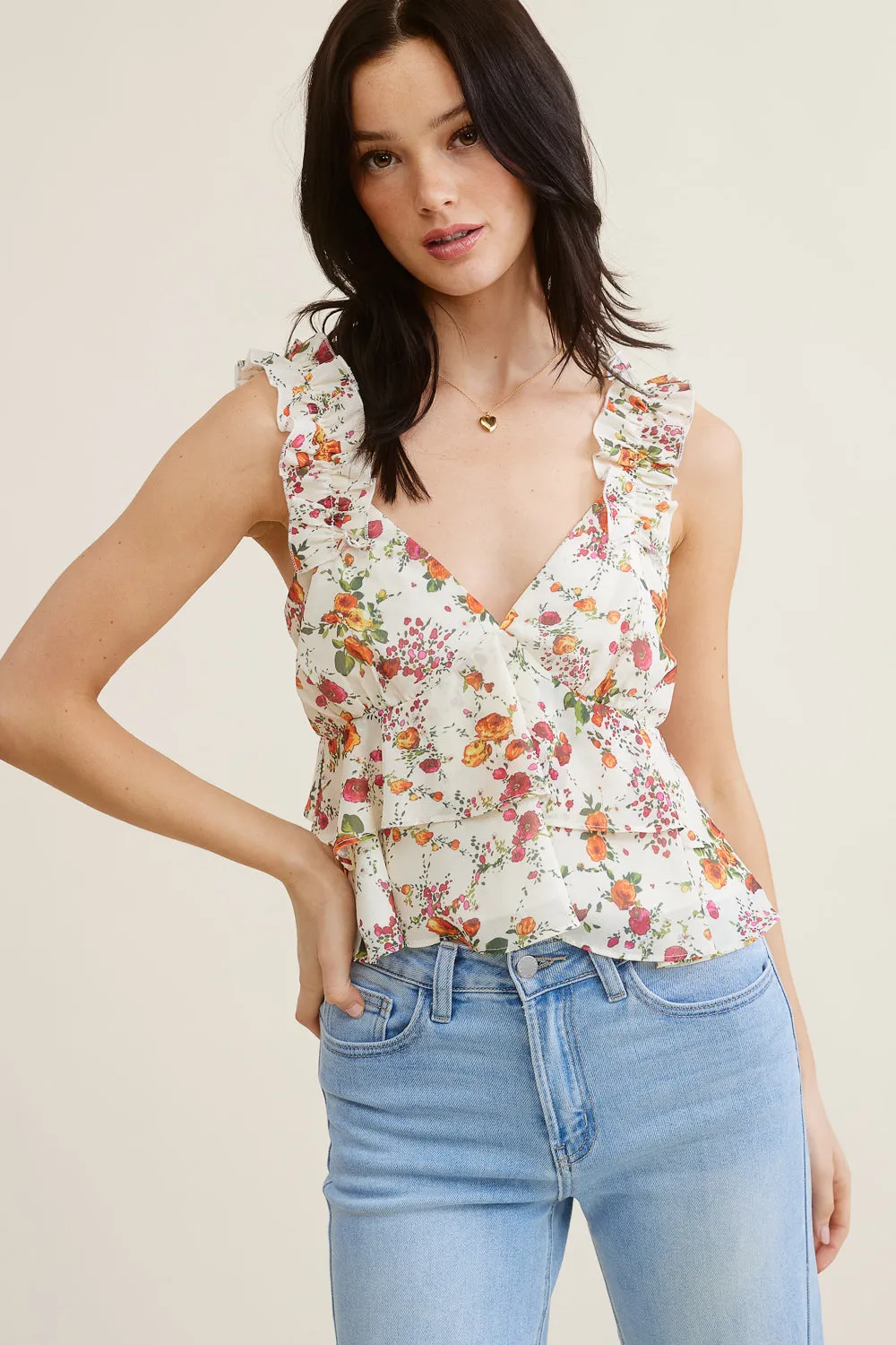 Cream Floral Blouse