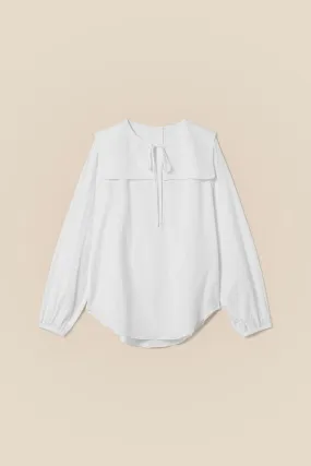 Crisp Cotton Sailor Neck Blouse