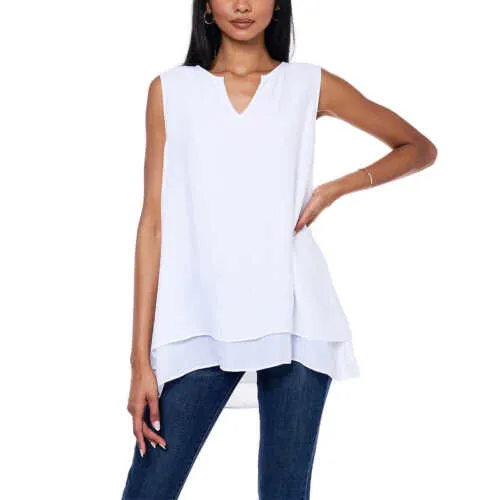 Cristina B Fever Women's Double Layer Sleeveless Blouse