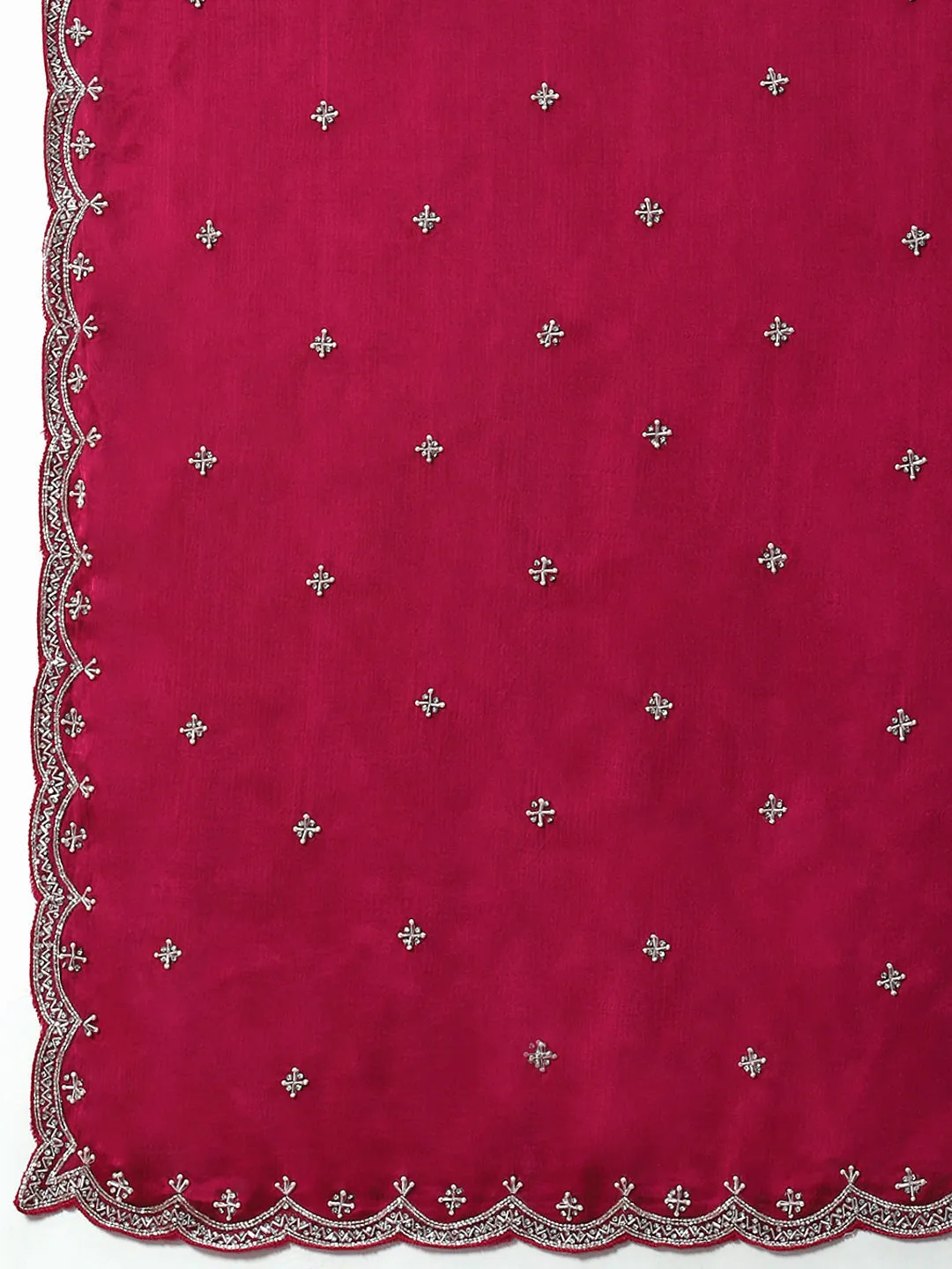 Cutdana Embroidery Chinon Saree